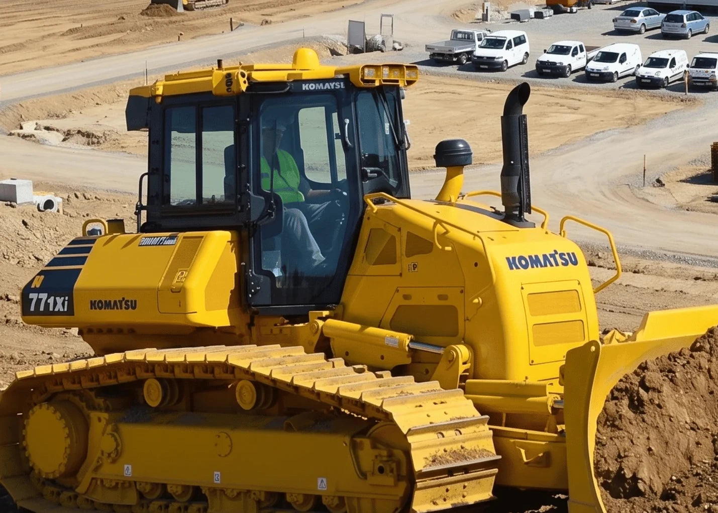 Komatsu dozer on an earthmoving site
