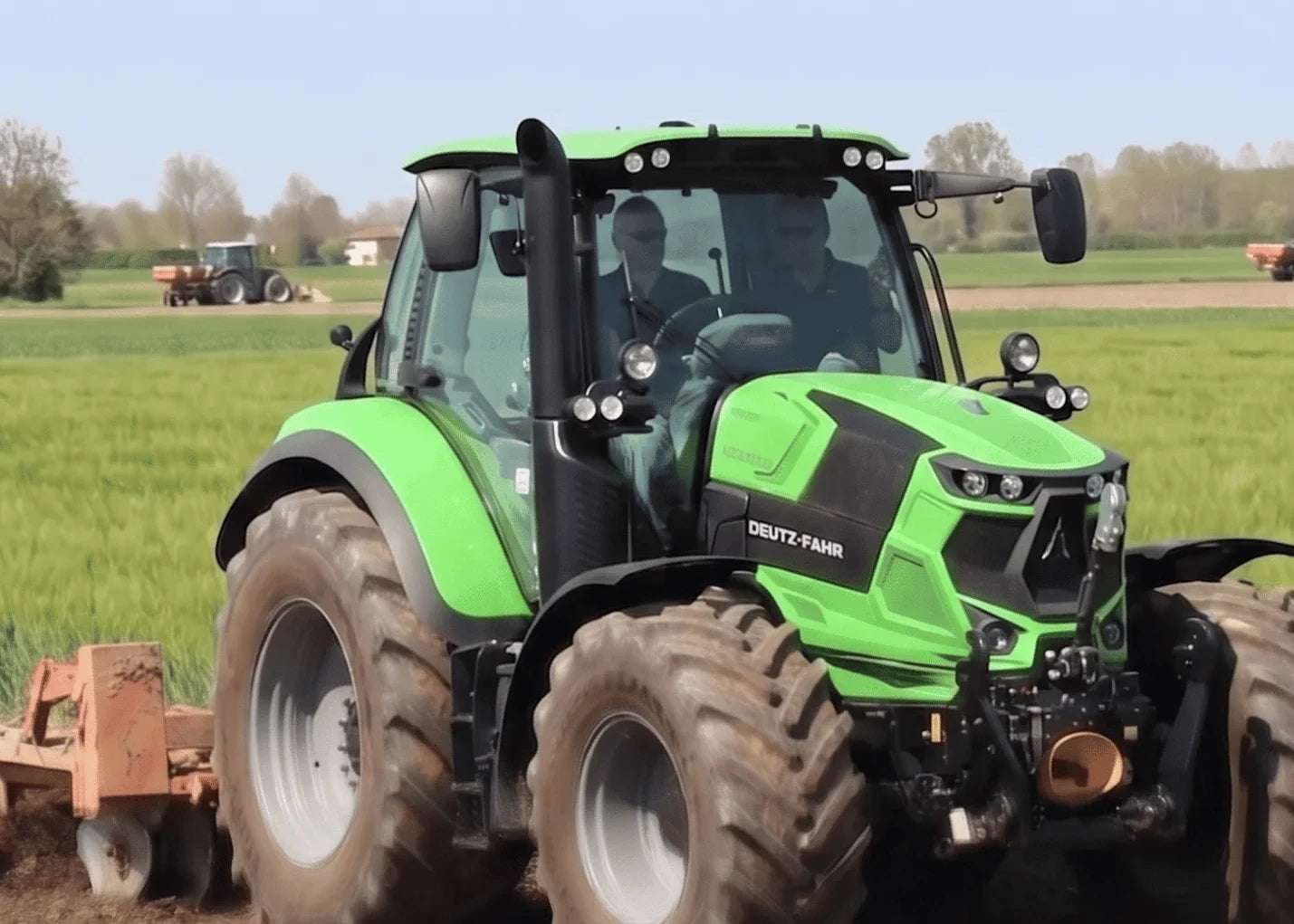 Deutz-Fahr tractor at work in a ploughed field