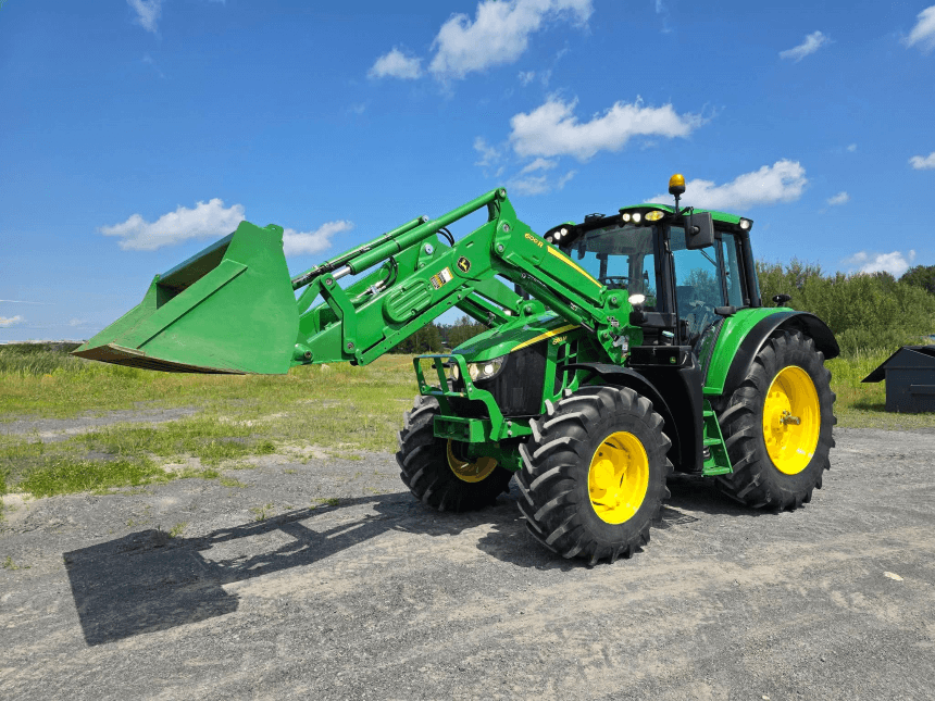 2022 John Deere 6110M Tractor – With 600R loader, front view