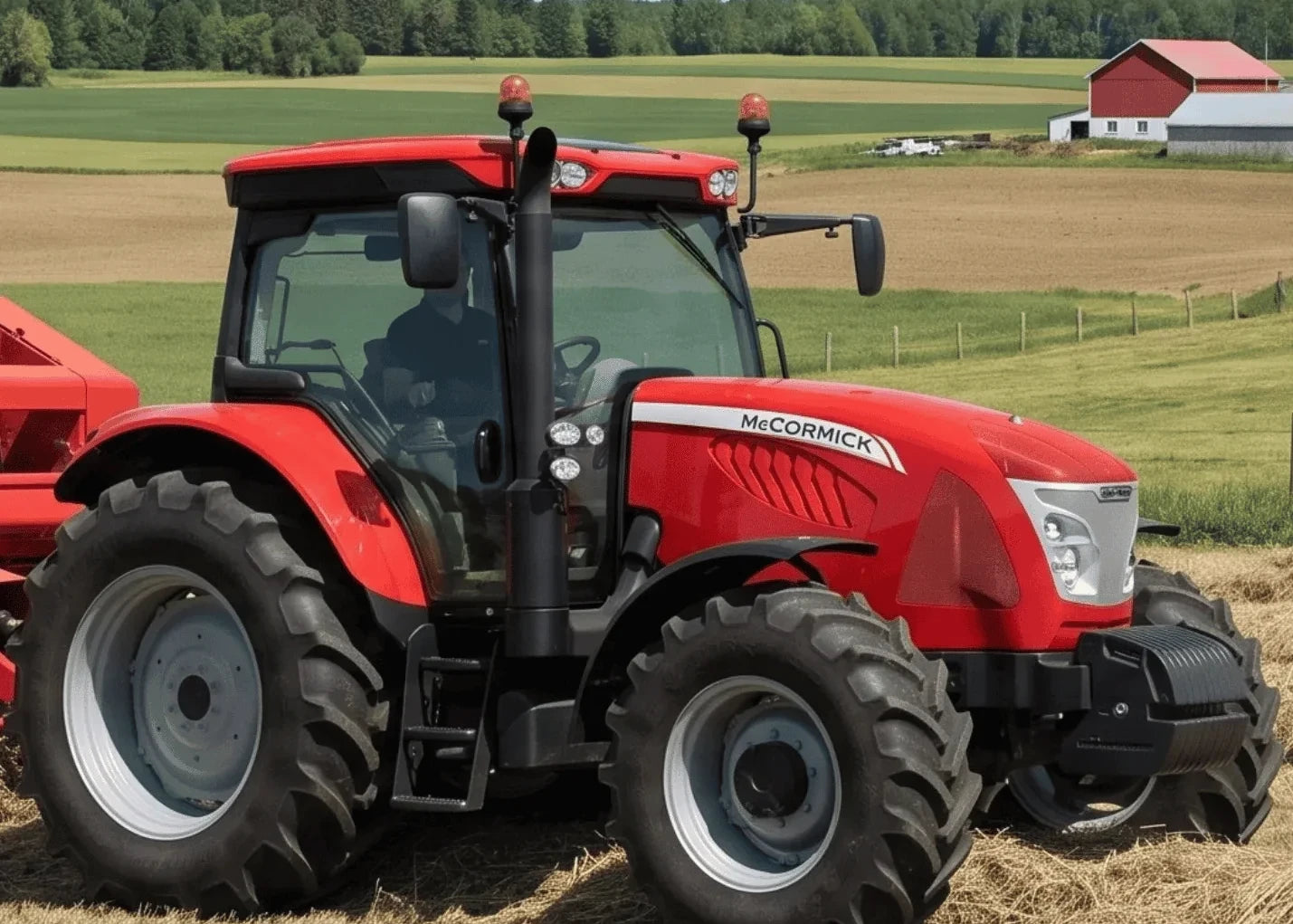 Red McCormick X4.30 tractor in a farm field