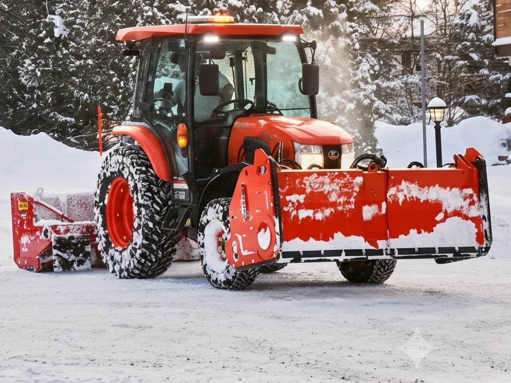 Tractor clearing snow, Les Équipements Daigle