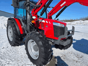 Front of Massey Ferguson 4707 with 340/85R24 agricultural tires