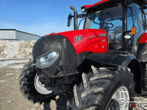 Front of Case IH Maxxum 125 tractor with headlights