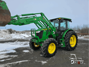 John Deere 6130D front view with loade
