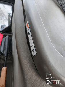 Détail du levier de commande dans la cabine du Case IH MXM120