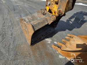Close-up of a heavy-duty digging bucket included with the Yanmar VIO35-6A.