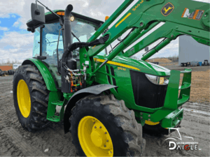 John Deere 5115M tractor front angle with loader