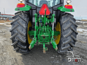 John Deere 6110M three-point hitch close-up