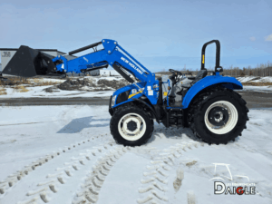 Tracteur New Holland PowerStar 75 vue latérale avec chargeur frontal