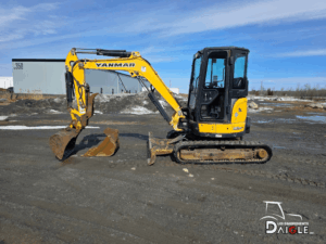 Yanmar VIO35-6A mini excavator side view with bucket