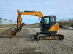2022 Case CX75C SR excavator side view with tooth bucket on gravel lot at Les Équipements Daigle Inc.