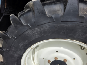 Front agricultural tire on the 2012 New Holland T5.105 EC tractor.