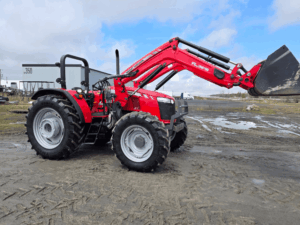 Front view Massey Ferguson 5711 tractor with loader