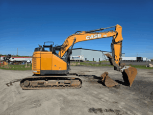 Full side view of the 2019 Case CX145D SR excavator.