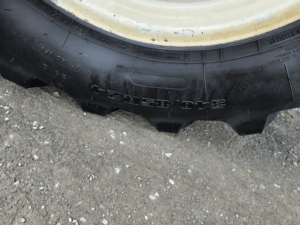 Front tire on a 2008 New Holland TD95D tractor.
