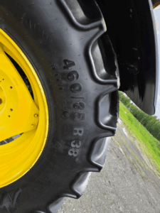 460/85R38 rear tire on a 2021 John Deere 6120M tractor