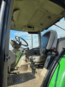 Interior cab of a 2017 John Deere 6110R tractor