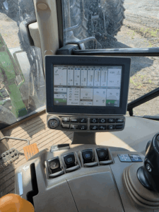 John Deere 6110R CommandCenter display showing tractor operating information