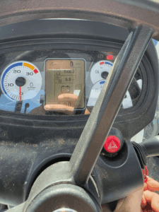 Dashboard of a 2019 New Holland T4.75 tractor showing 1,506.3 operating hours