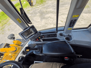 Operator's view from the Caterpillar 926M cab toward the bucket