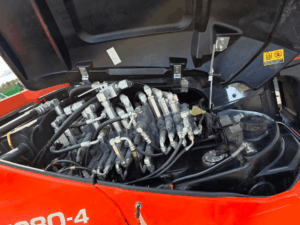 Hydraulic valve block on the Kubota KX080-4 excavator