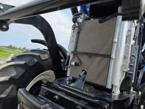 Radiator on the 2022 New Holland T6.145 opened for maintenance