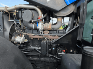 Right-side view of the engine and turbocharger on the New Holland TM175 tractor.