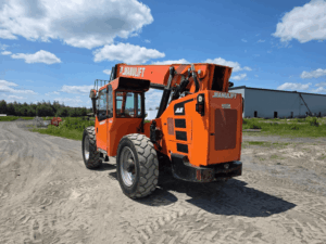 Rear view of the 2022 SkyTrak JLG 8042 telehandler