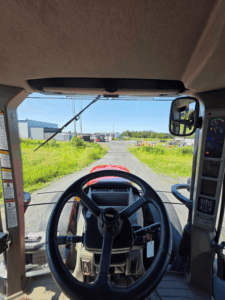 Operator's view from inside the Case IH Puma 150 cab