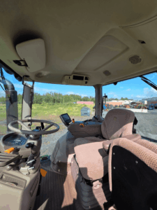 Interior seats of 2016 John Deere 6145R tractor cab